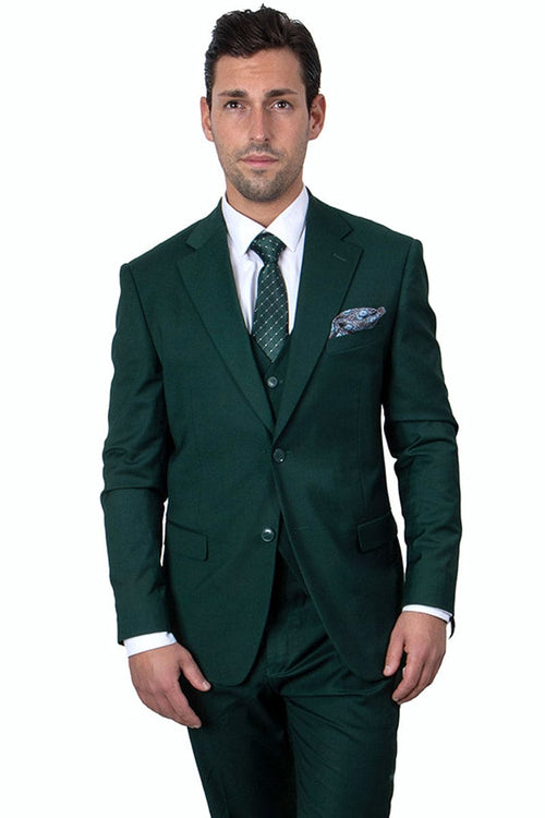 "Mens Stacy Adams Suit - Stacy Adams Suit Men's Two Button Vested Suit in Hunter Green"