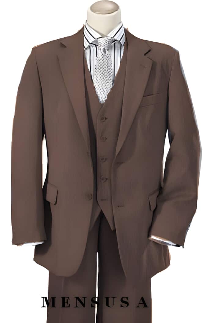 Mens Brown Wool Suit - Any Brand Style Size