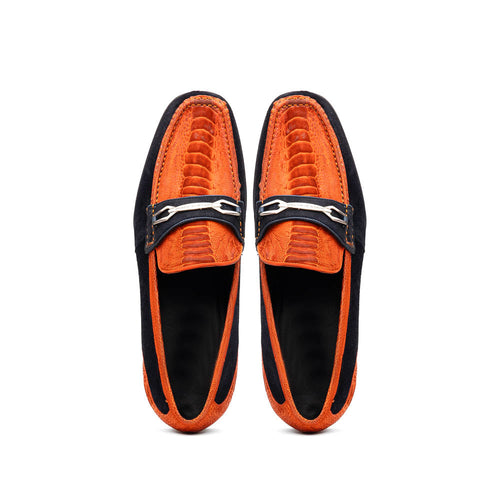 Marco Di Milano Hugo Orange Navy Leather Dress Shoe