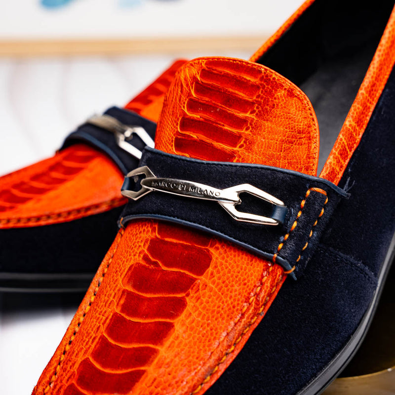 Marco Di Milano Hugo Orange Navy Leather Dress Shoe