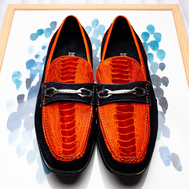 Marco Di Milano Hugo Orange Navy Leather Dress Shoe