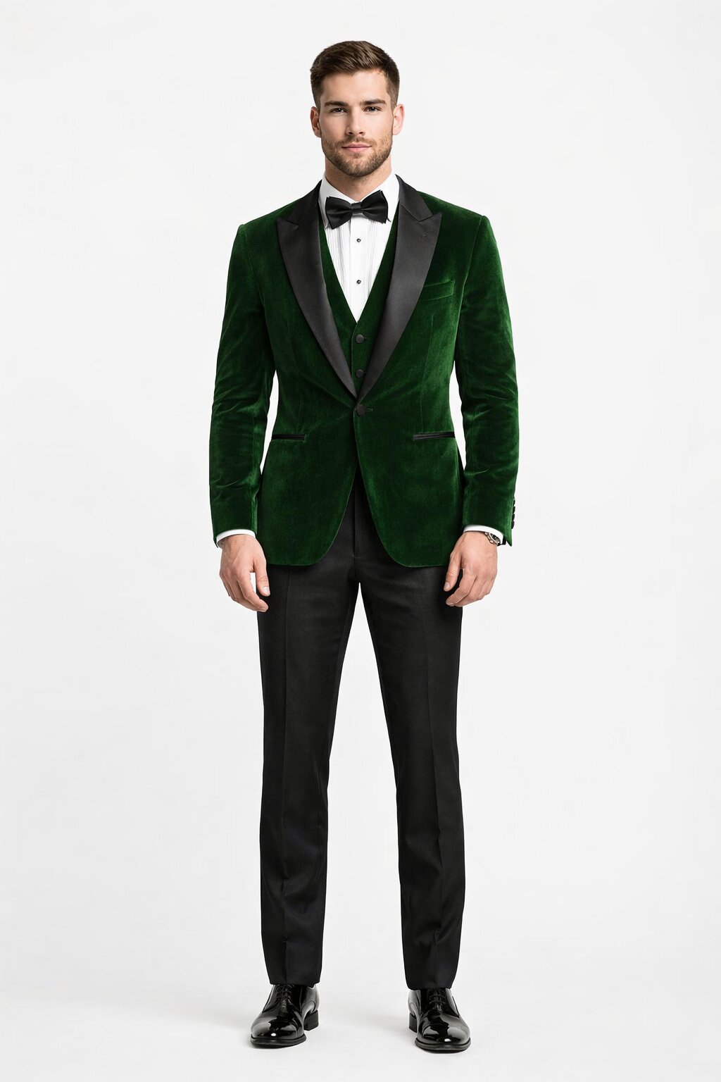 Mens Designer Velvet Tuxedo Jacket in Hunter Green