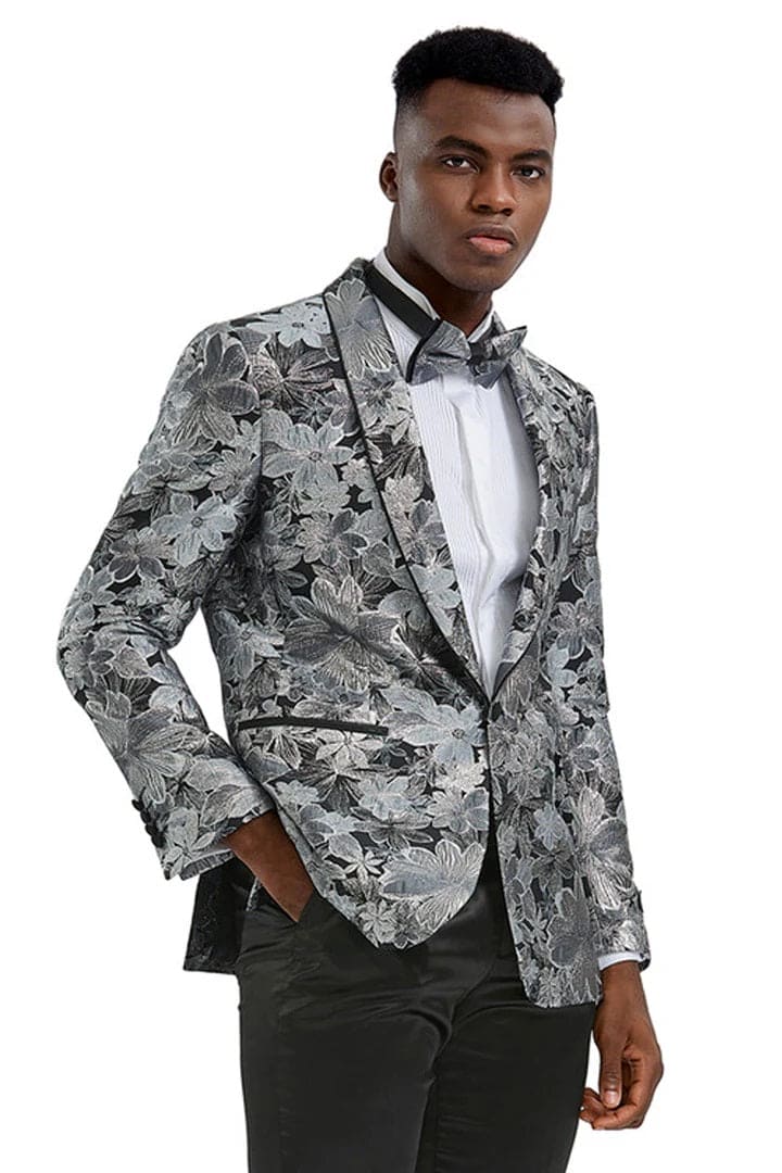 silver grey dress jacket for wedding Men's Light Grey Two Button Suit Jacket for Wedding, Separate, All Sizes, Gray