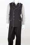 Men's double breasted vest with wide peak lapel black suit