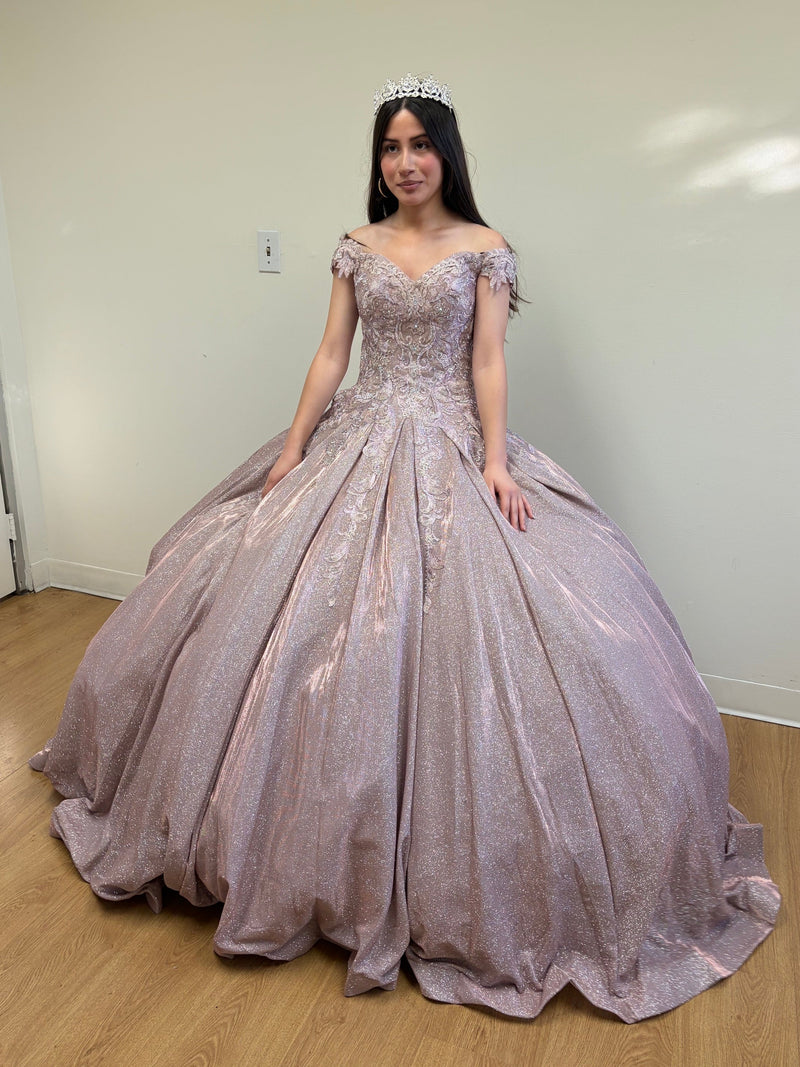 Quinceanera Dress Ball Gown Off The Shoulder Glitter & Plus Size