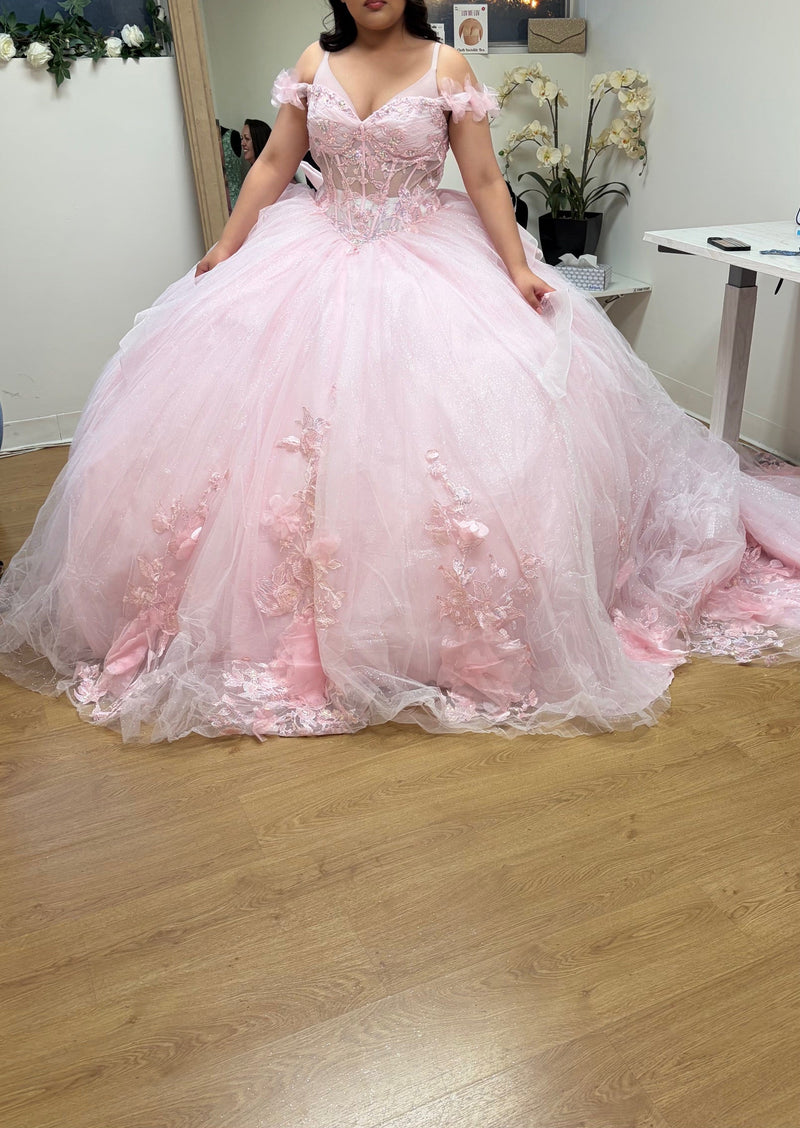 Layla K LK270 Off-Shoulder Floral Applique Ball Gown QuinceaƱera Dress-New Collection