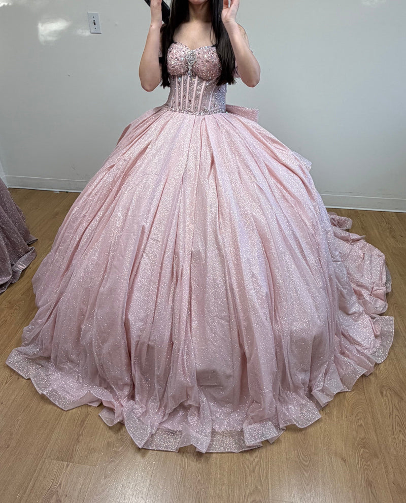Layla K LK281 Off-Shoulder Ball Gown with Corset Bodice & Glitter Tulle Skirt