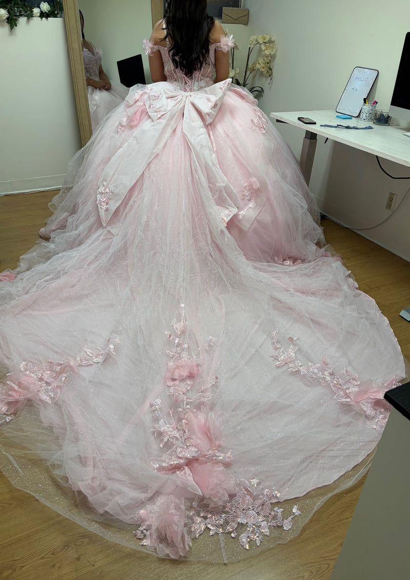 Layla K LK270 Off-Shoulder Floral Applique Ball Gown QuinceaƱera Dress-New Collection