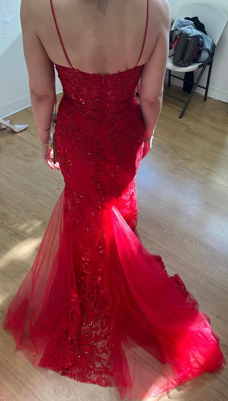 May Queen MQ2030 Sleeveless Sheer V-Neck Prom Dress