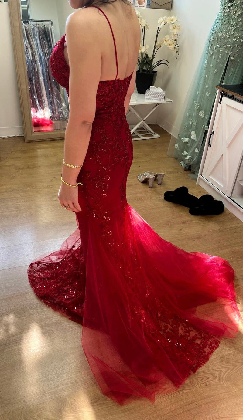 May Queen MQ2030 Sleeveless Sheer V-Neck Prom Dress