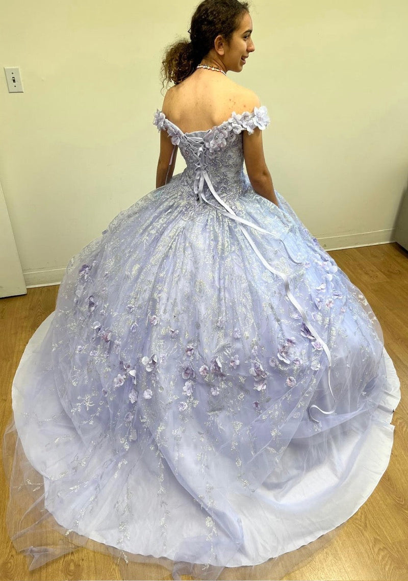Layla K LK198 Off Shoulder Light Up Floral Quince Ball Gown