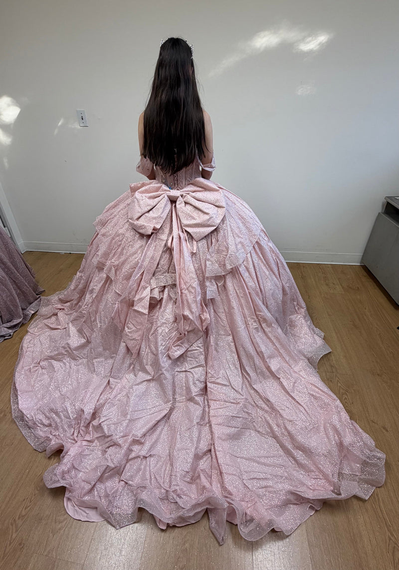 Layla K LK281 Off-Shoulder Ball Gown with Corset Bodice & Glitter Tulle Skirt