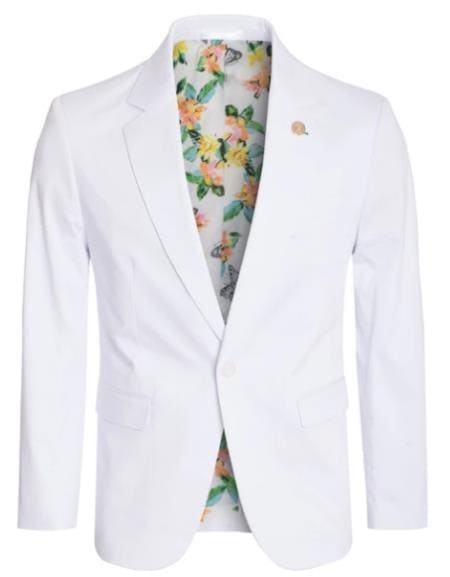 Men's Cotton Stretch Slim Fit Blazer White  Alberto Nardoni