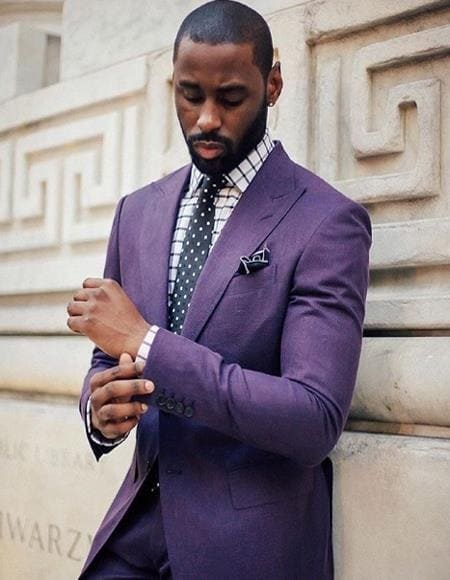 purple color dress for man satin dress shirt - 5bulouz