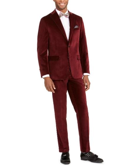 Men's Velvet Burgundy Suit