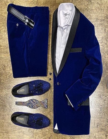 Men’s Blue Velvet Suit or Jacket for Prom