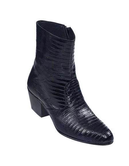Mens Dress Ankle Boots Los Altos Boots Short Cowboy Boot - Western Ankle Boots Exotic Skin + Black + Skin Type