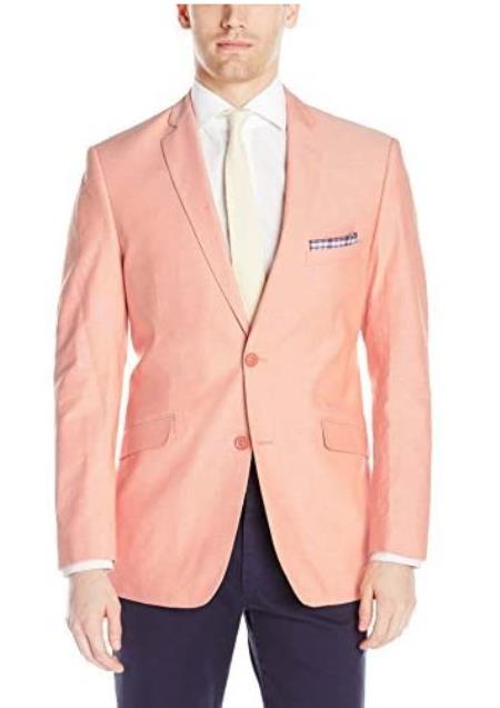 Mens Chambray Sportcoat - Chambray Blazer - Summer Cotton Blazer Peach Orange
