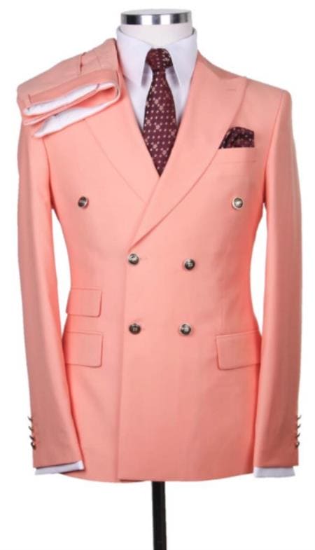 Slim Fitted Cut Mens Tan Double Breasted Blazers - Double Breasted Sport Coat