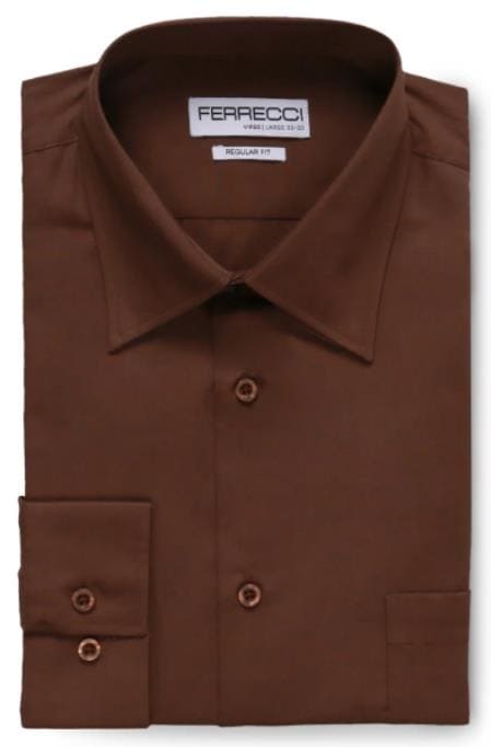 Cheap Mens Dress Shirt Brown Discounted Affordable Shirt $35 - AlbertoNardoniStore