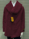 Mens Pea Coats With Fur Collar - Dark Burgundy Peacoats - AlbertoNardoniStore