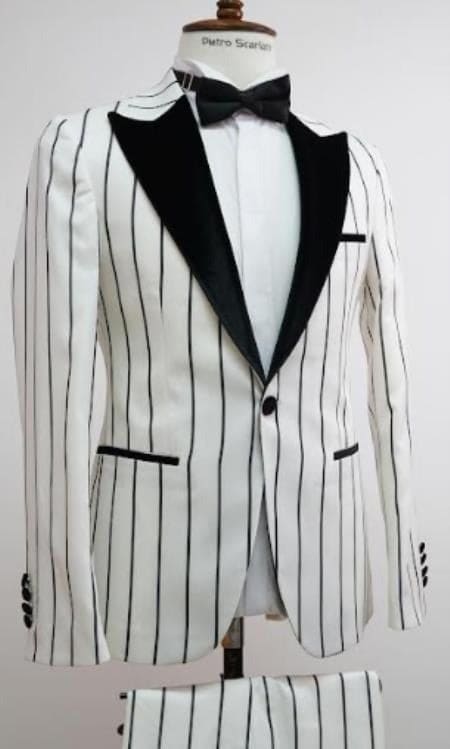 White Pinstripe Pattern 2-piece suit