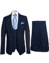 Rossiman Men’s Formal Blue Suit – Slim Fit Design with Vest and Trousers
