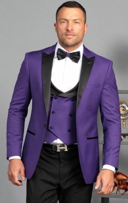 Ultra Slim Fit Prom Tuxedos - Camel Prom Suits with Double Breasted Vest - Homecoming Suit