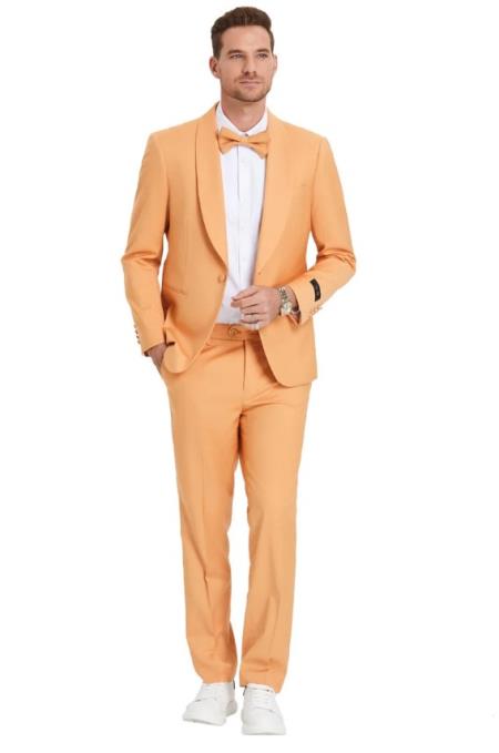 Prom 2025 Suit - Light Orange Prom Tuxedo - Summer Slim Fit Suits
