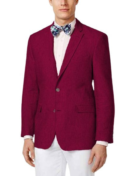 Mens Linen Blazer - Burgundy Linen Sport Coat - Summer Blazer