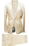 Rossiman Men’s Cream Sateen Suit – Elegant Glossy Formalwear