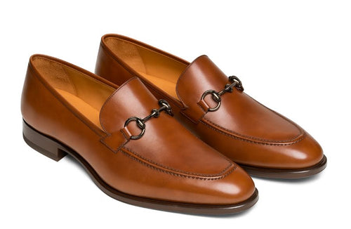 Mezlan Tours Cognac Calfskin Loafers – Horsebit Slip-On Dress Shoes (Size 10.5 Last Call)
