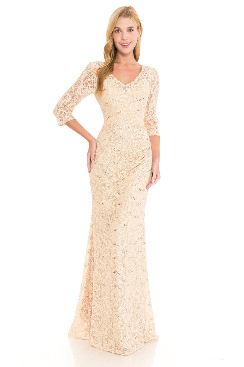 Lenovia 5223 Sequin Embellished Lace Fitted Sweetheart Dress