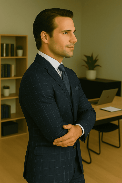 Wool Suit - Italian Made Business Suit by Statement Men's 3 Piece 100% Wool Modern Fit Suit - Fashion Pattern