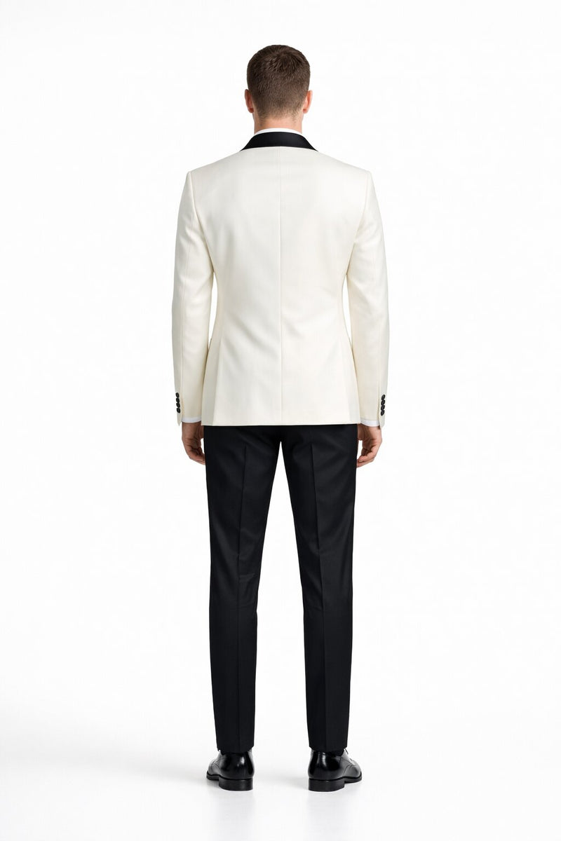 Mens Designer Ivory & Black Traditional Dinner Jacket
