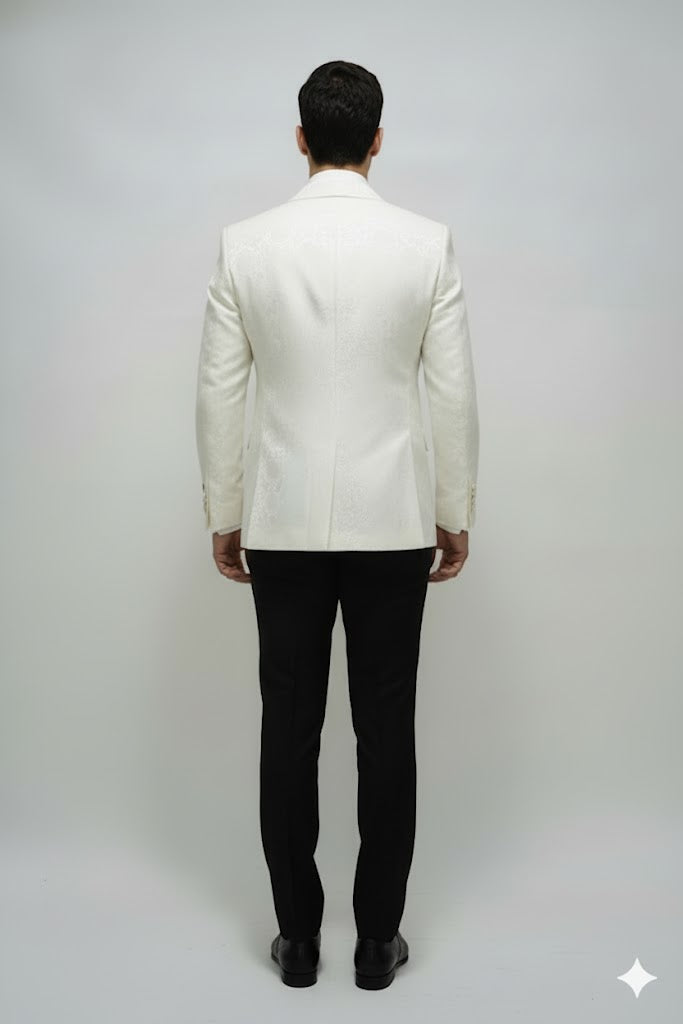 Ivory Dinner Jacket Blazer Cream Paisley Wedding Tuxedo Jacket