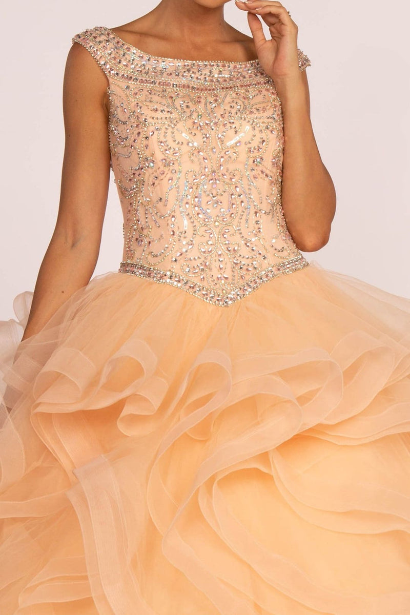Jeweled Cap Sleeve Ball Gown by Elizabeth KGL1600