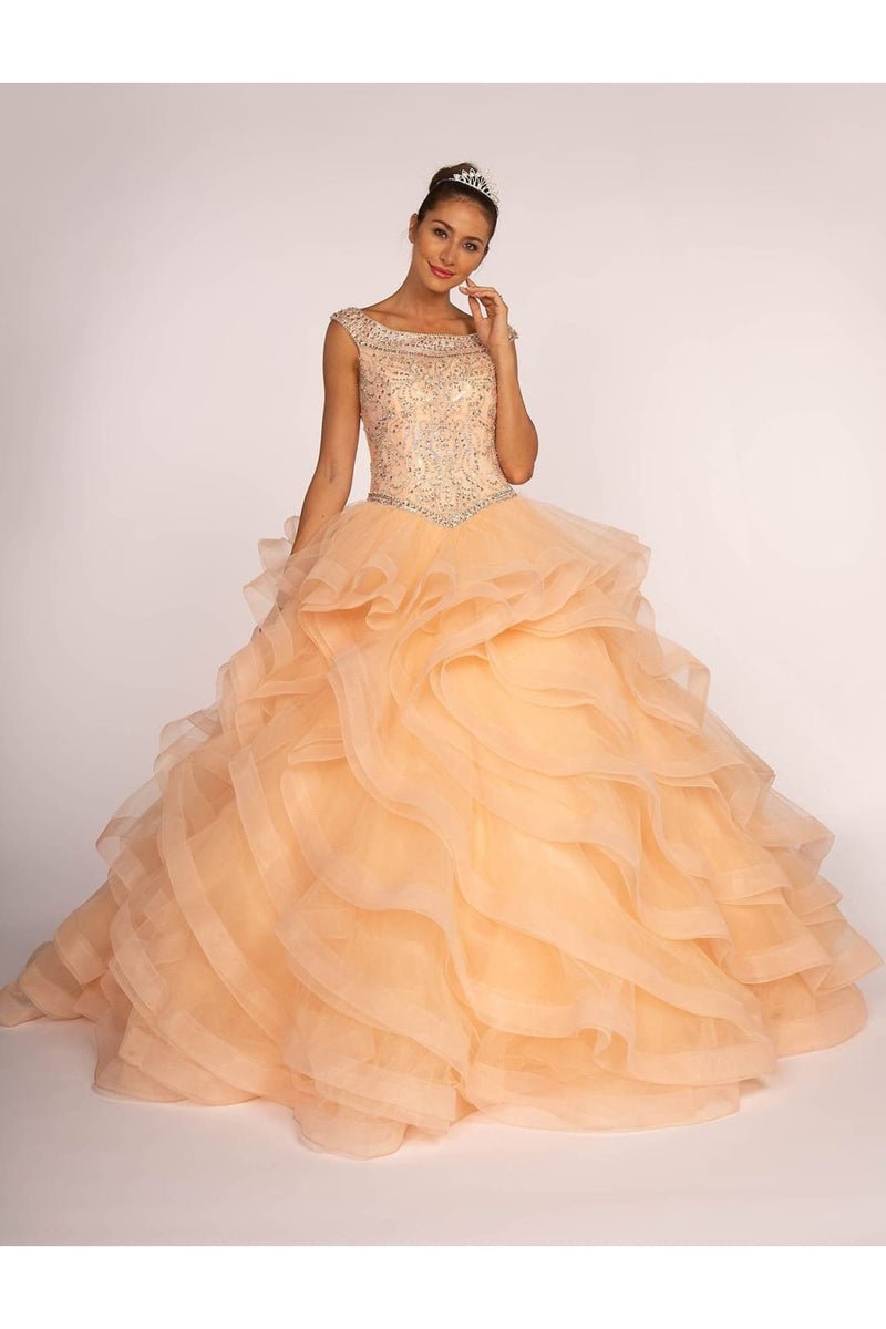 Jeweled Cap Sleeve Ball Gown by Elizabeth KGL1600