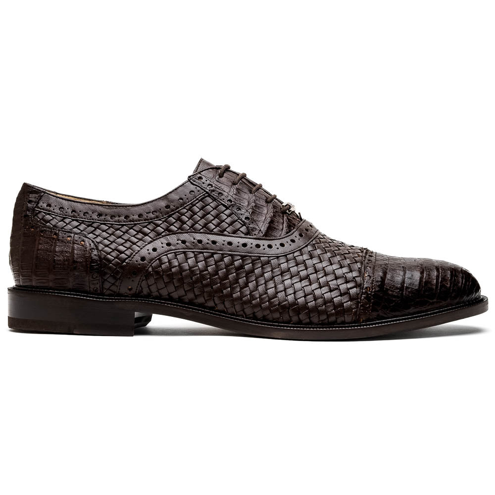 Marco Di Milano John Woven Caiman Crocodile Oxfords Brown