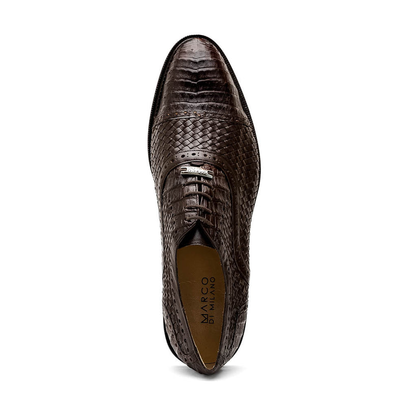 Marco Di Milano John Woven Caiman Crocodile Oxfords Brown