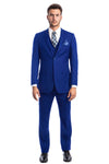 "Royal Blue Men's Slim Fit Wedding Suit - Two Button Basic Vested"