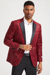 Mens Stacy Adams Suit - Stacy Adams Men's Red Velvet Paisley Tuxedo Jacket for Prom & Wedding
