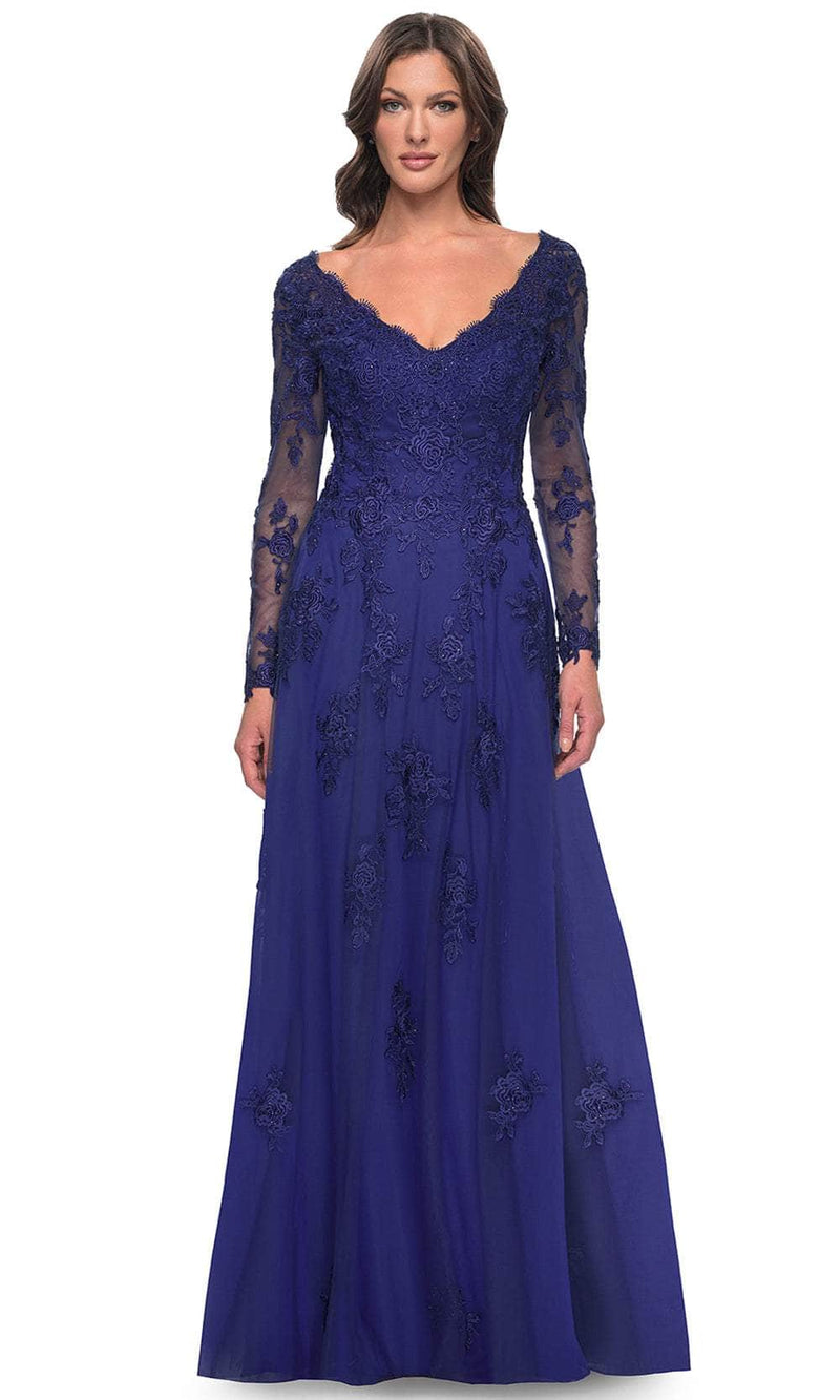 La Femme 30795 Long Sleeve Tulle Evening Dress