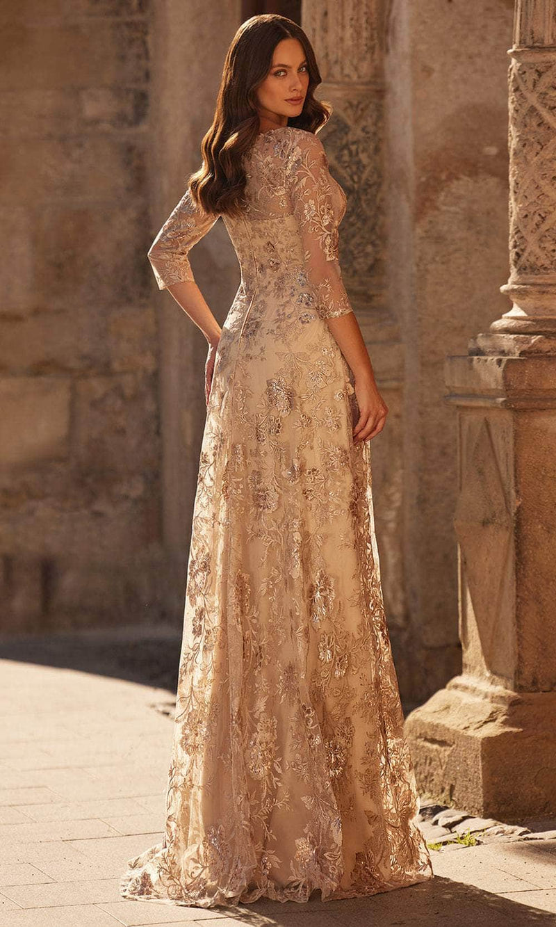La Femme 30803 Sheer Sleeve Lace Evening Gown
