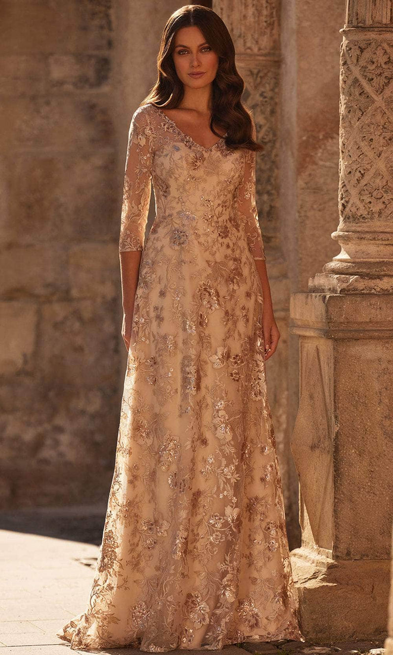 La Femme 30803 Sheer Sleeve Lace Evening Gown