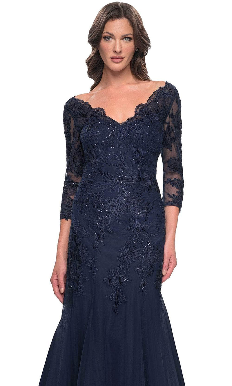 La Femme 30823 Mermaid Tulle Evening Dress
