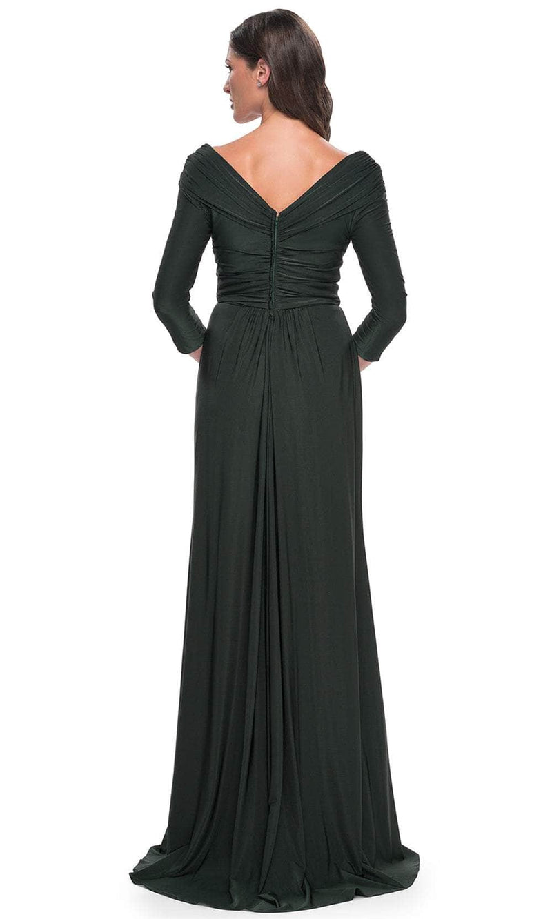 La Femme 30845 Ruched Long Sleeve Evening Dress