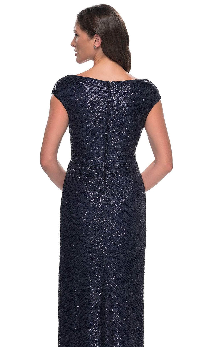 La Femme 30865 Ruched Sequin Evening Dress