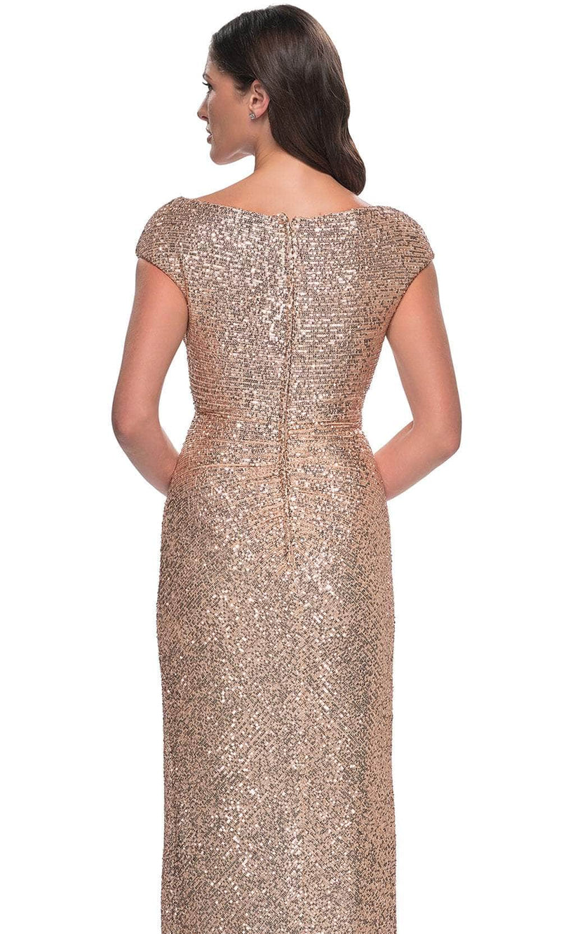 La Femme 30865 Ruched Sequin Evening Dress