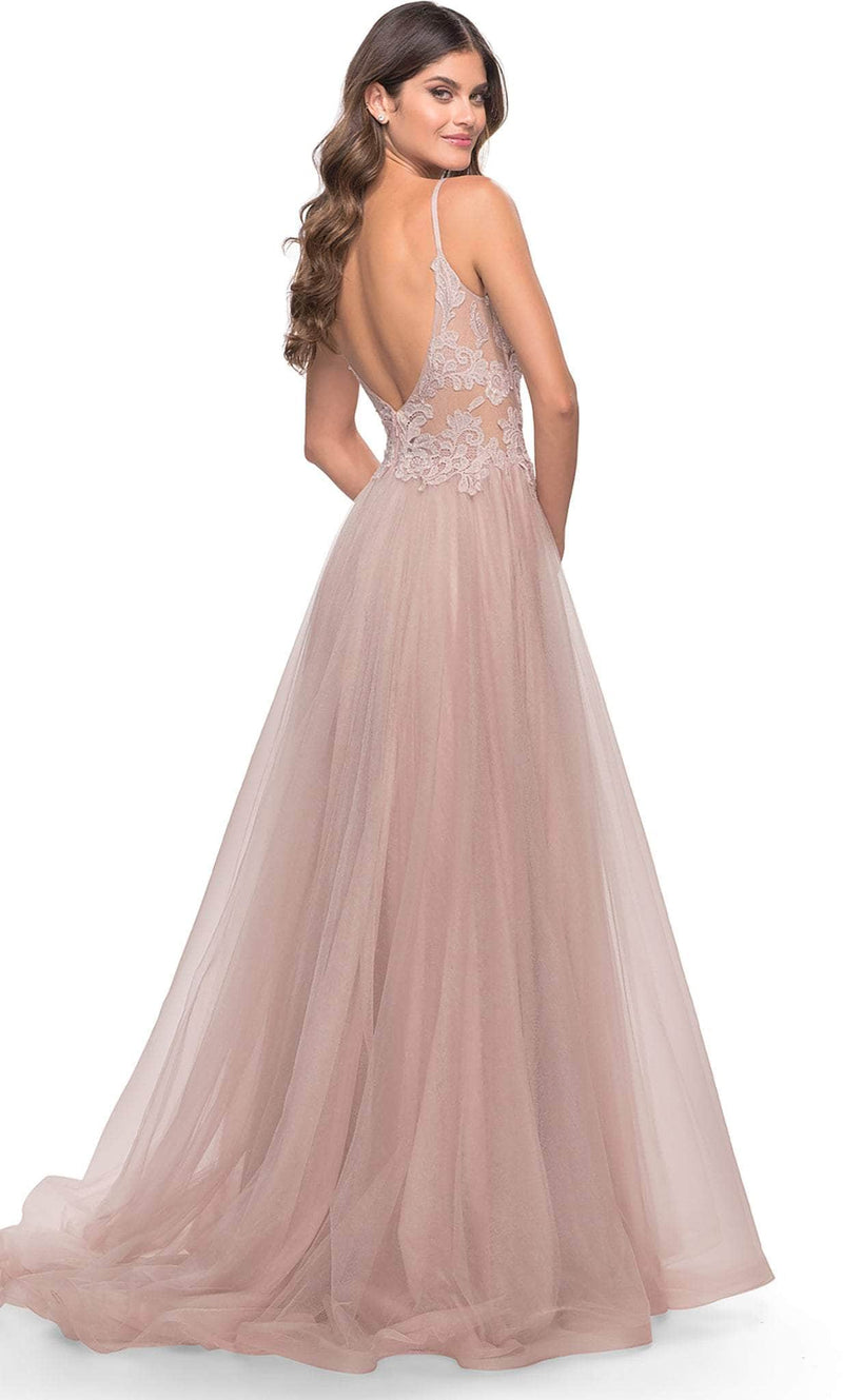 La Femme 31507 Lace High Slit Prom Dress